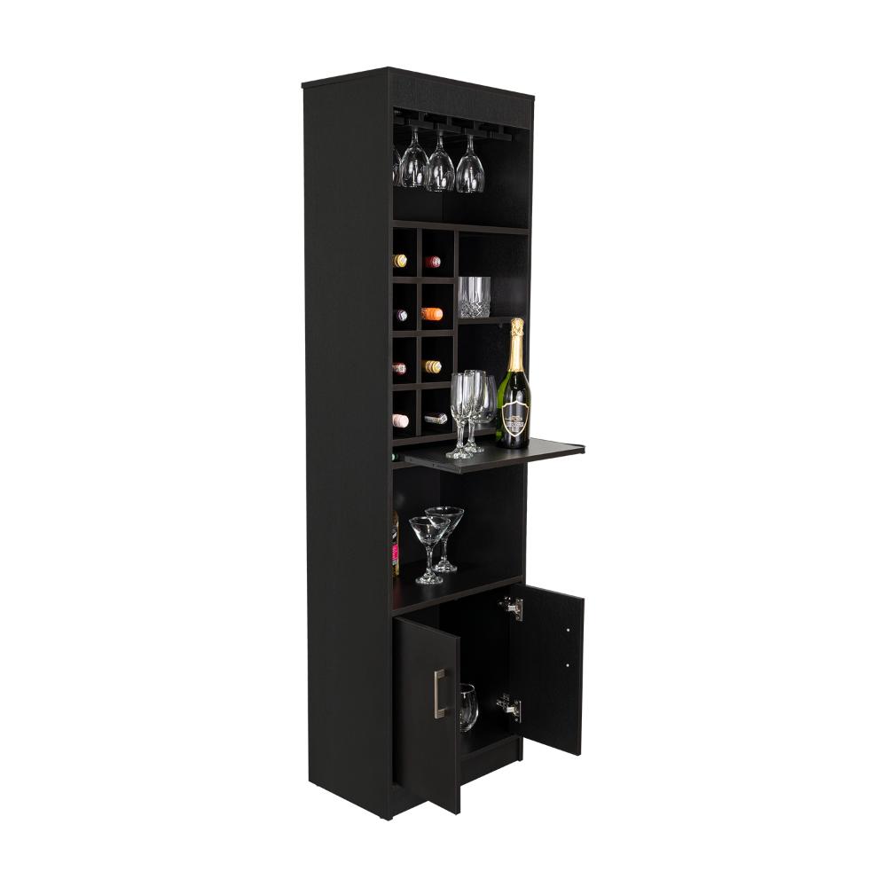 Bar Celeste, Wengue, con Espacio Para Organizar Botellas de Vino y Copas