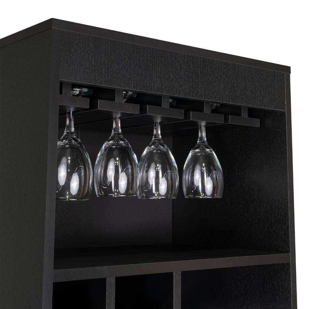 Bar Celeste, Wengue, con Espacio Para Organizar Botellas de Vino y Copas