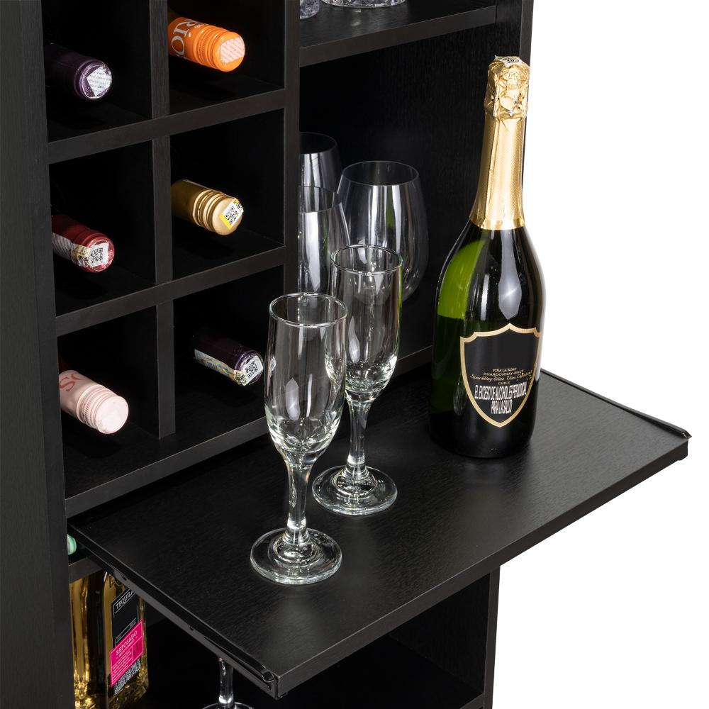 Bar Celeste, Wengue, con Espacio Para Organizar Botellas de Vino y Copas