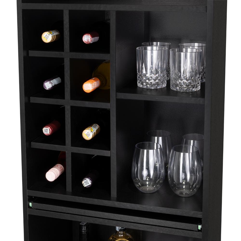 Bar Celeste, Wengue, con Espacio Para Organizar Botellas de Vino y Copas