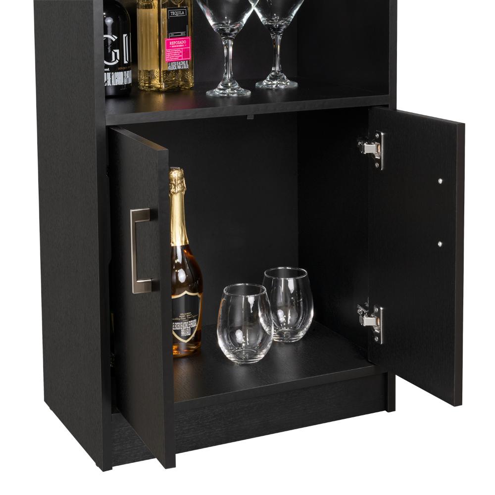 Bar Celeste, Wengue, con Espacio Para Organizar Botellas de Vino y Copas