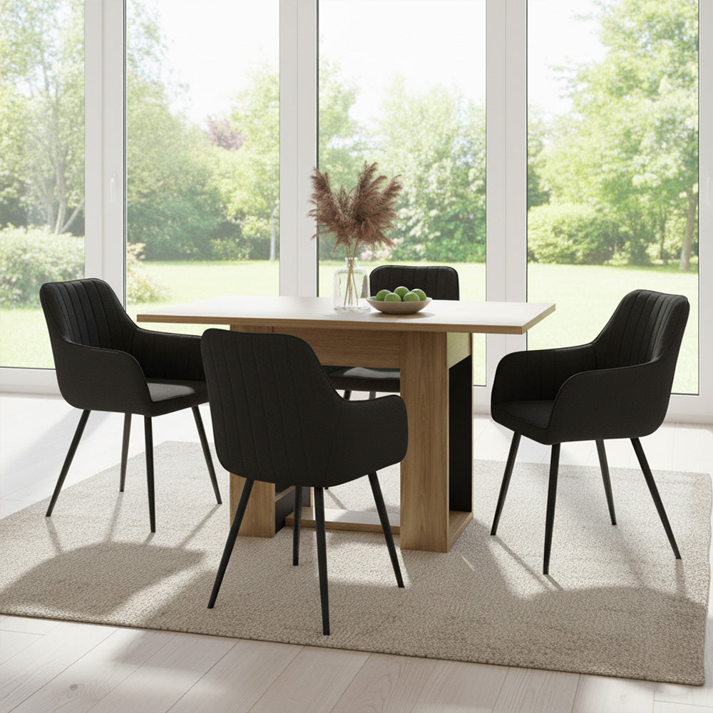 Set de 4 Sillas Neo, Color Negro, con Espaldar y Diseño Moderno