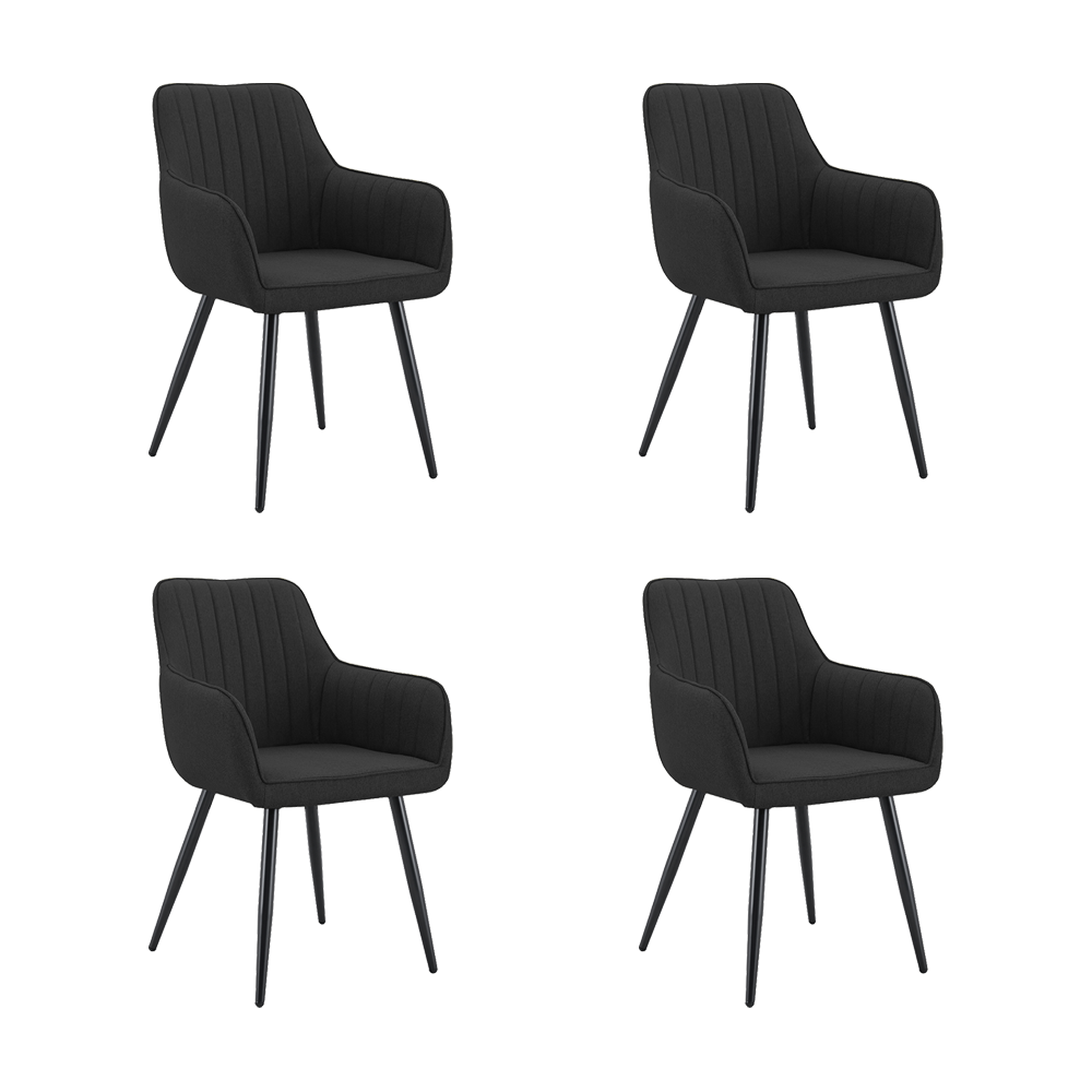 Set de 4 Sillas Neo, Color Negro, con Espaldar y Diseño Moderno