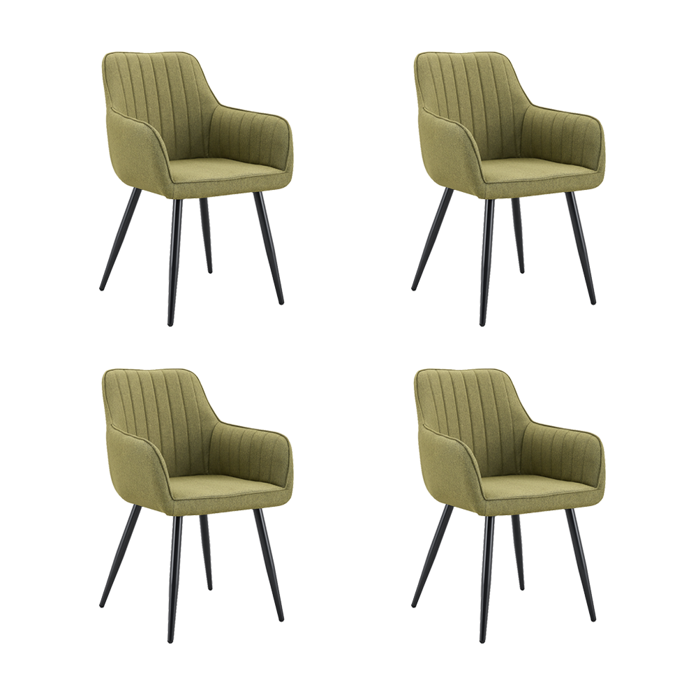 Set de 4 Sillas Neo, Color Verde, con Espaldar y Diseño Moderno