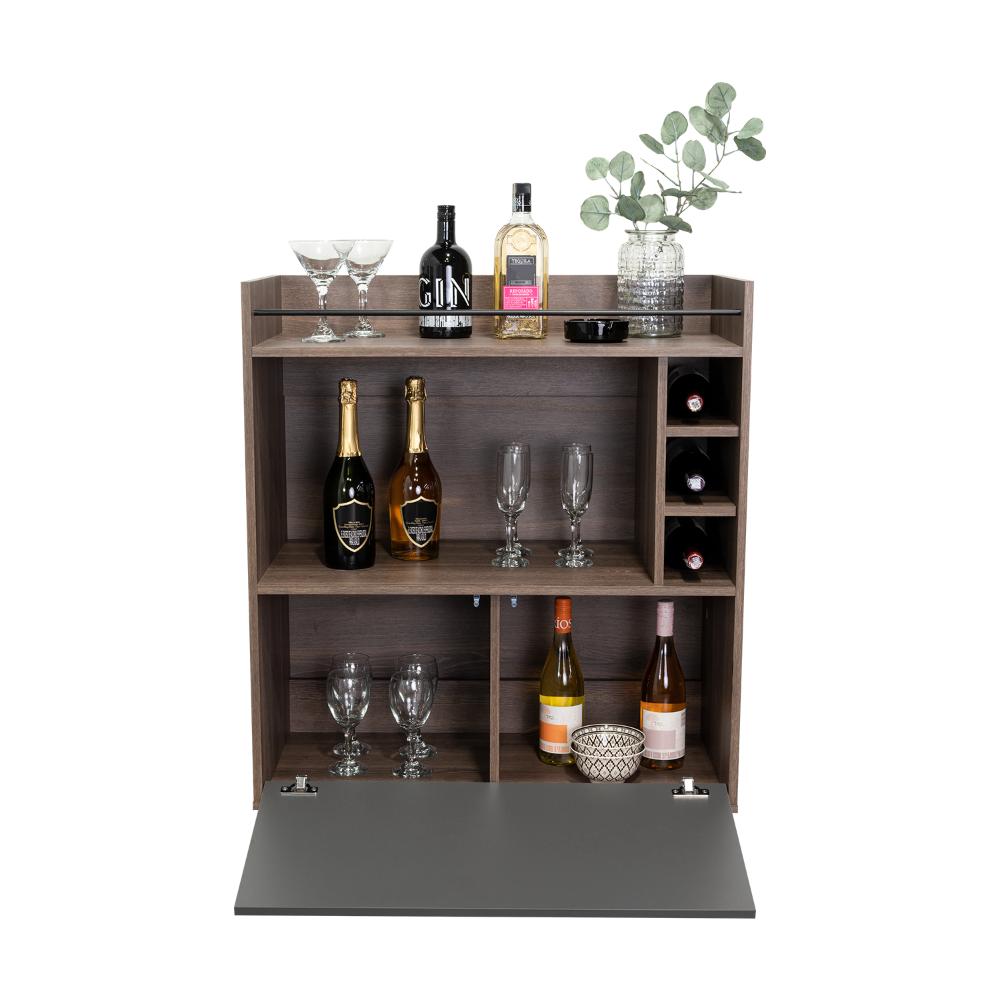 Bar Toronto, Milan y Plata Oscuro, con espacio para almacenar botella de vinos y copas