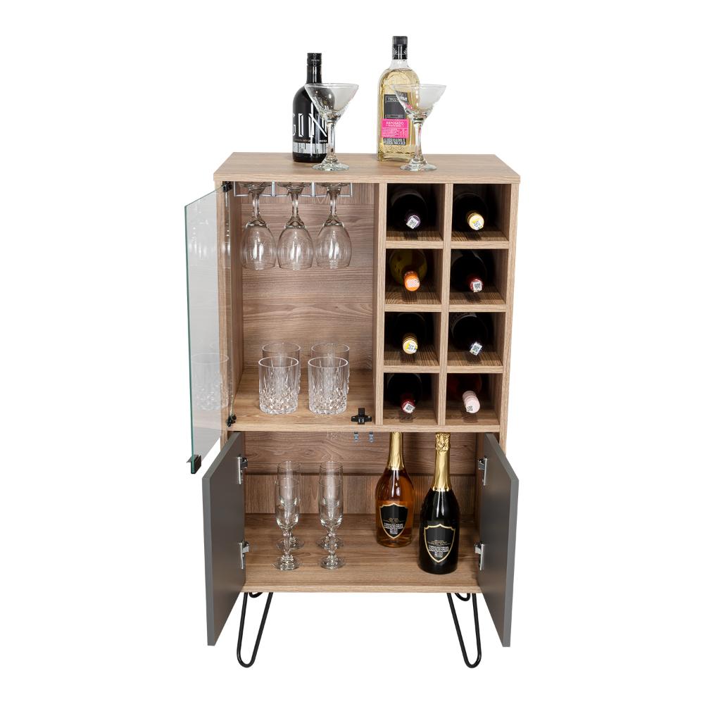 Bar Lara, Miel y Plata Oscuro, con Dos Puertas y Amplio Espacio para Almacenamiento