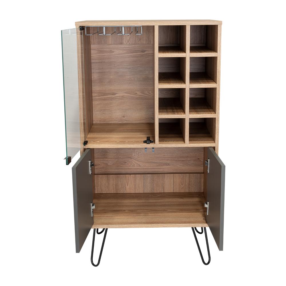 Bar Lara, Miel y Plata Oscuro, con Dos Puertas y Amplio Espacio para Almacenamiento