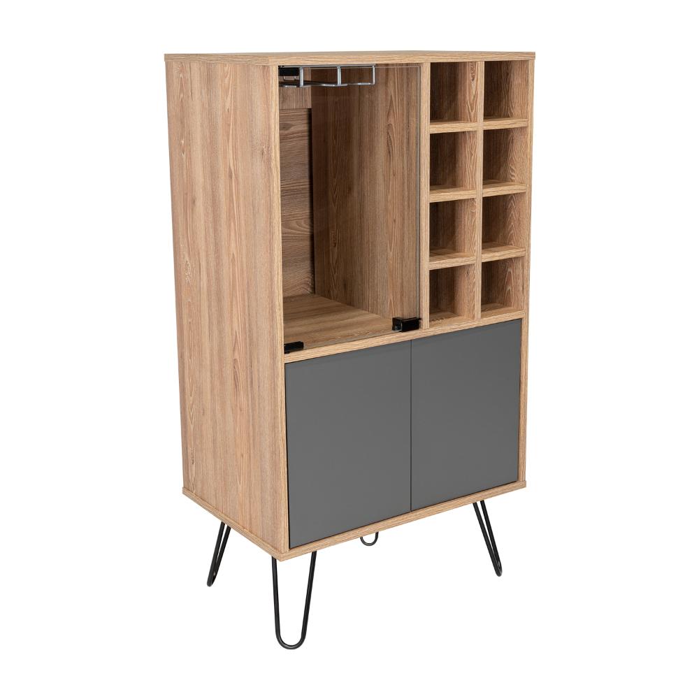 Bar Lara, Miel y Plata Oscuro, con Dos Puertas y Amplio Espacio para Almacenamiento