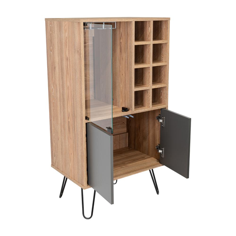 Bar Lara, Miel y Plata Oscuro, con Dos Puertas y Amplio Espacio para Almacenamiento