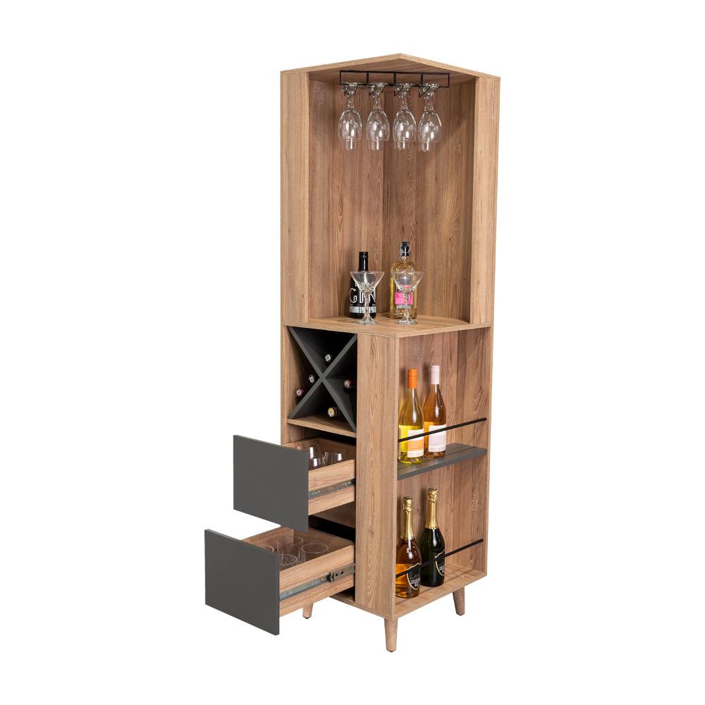Bar Esquinero Nashira, Miel y Plata Oscuro, con Amplio Espacio de Almacenamiento y Porta Copas
