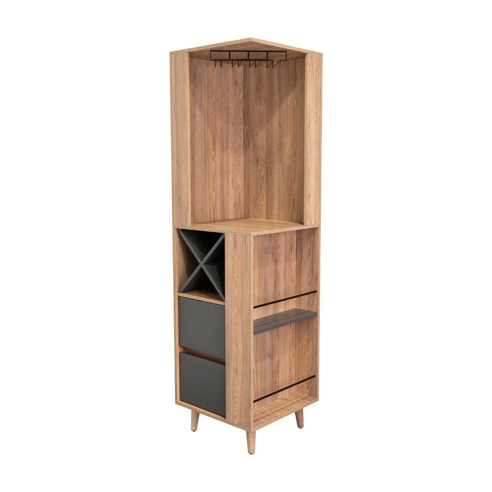 Bar Esquinero Nashira, Miel y Plata Oscuro, con Amplio Espacio de Almacenamiento y Porta Copas