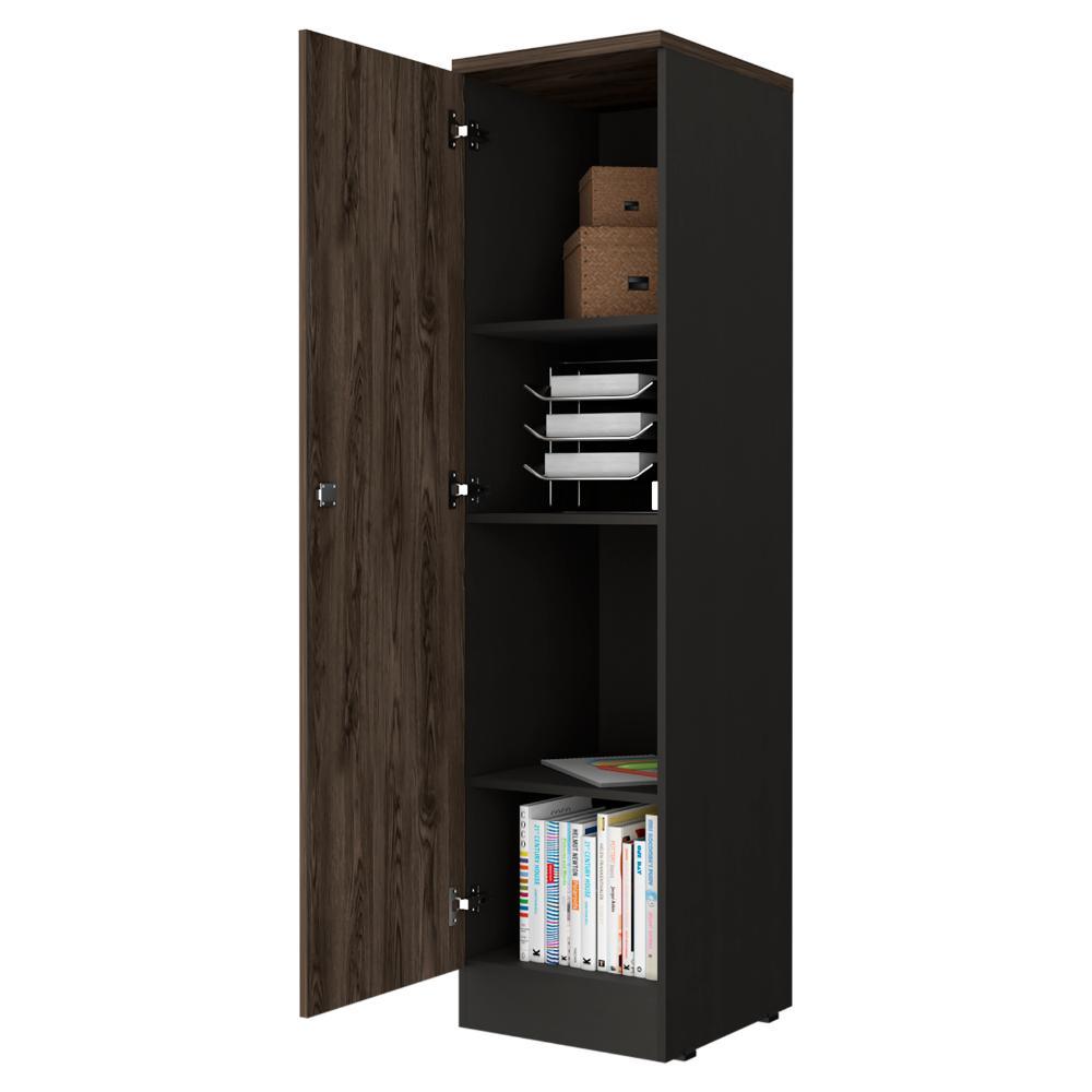 Biblioteca Tray, Chocolate y Wengue, con una Puerta - Incluye Cerradura