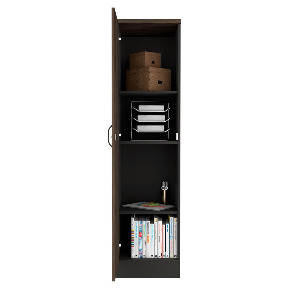 Biblioteca Tray, Chocolate y Wengue, con una Puerta - Incluye Cerradura