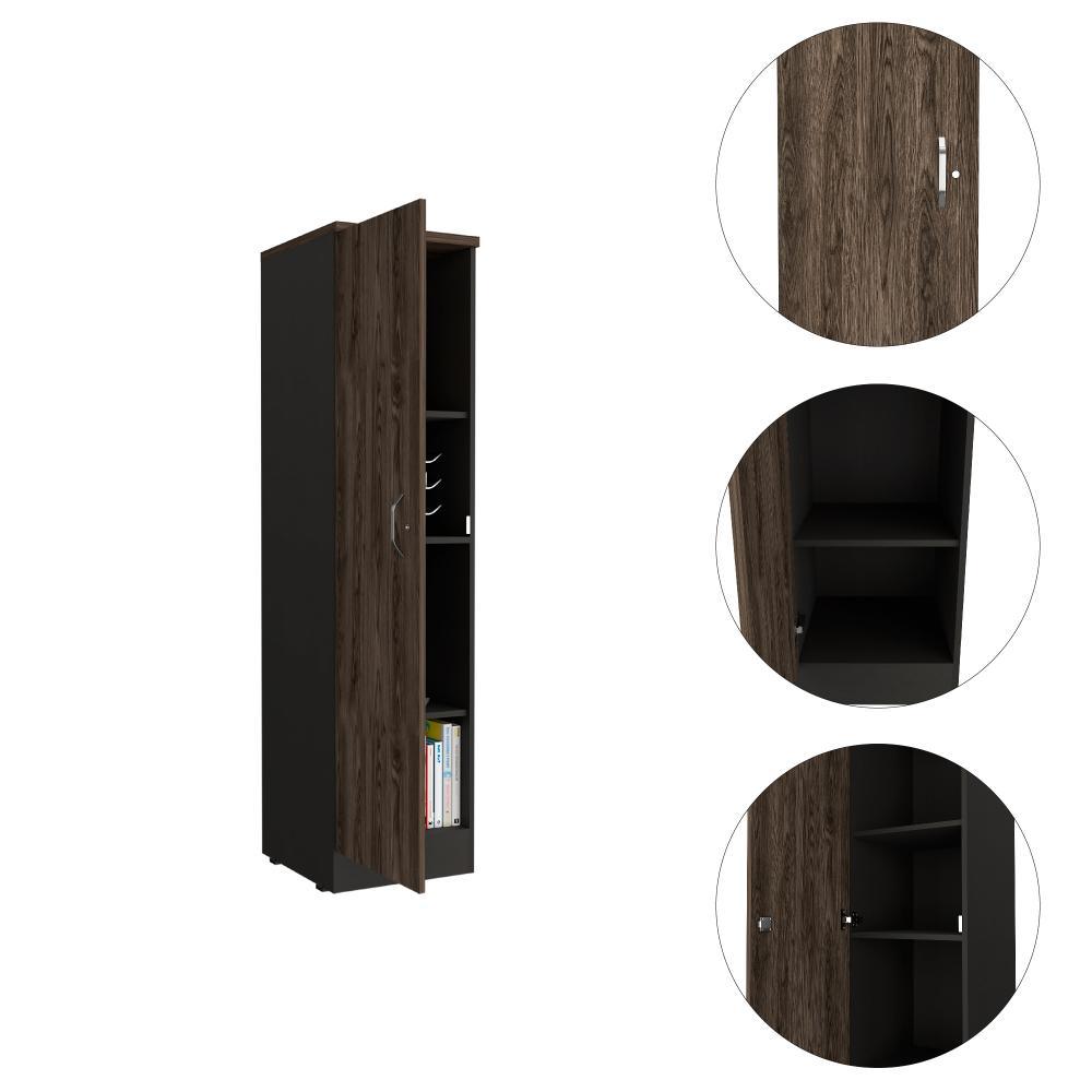 Biblioteca Tray, Chocolate y Wengue, con una Puerta - Incluye Cerradura