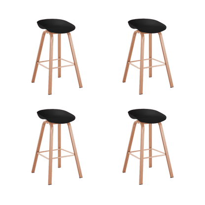 Set de Cuatro Butacos Yuski, Negro y Café Claro, cómodo asiento y patas en metal color madera