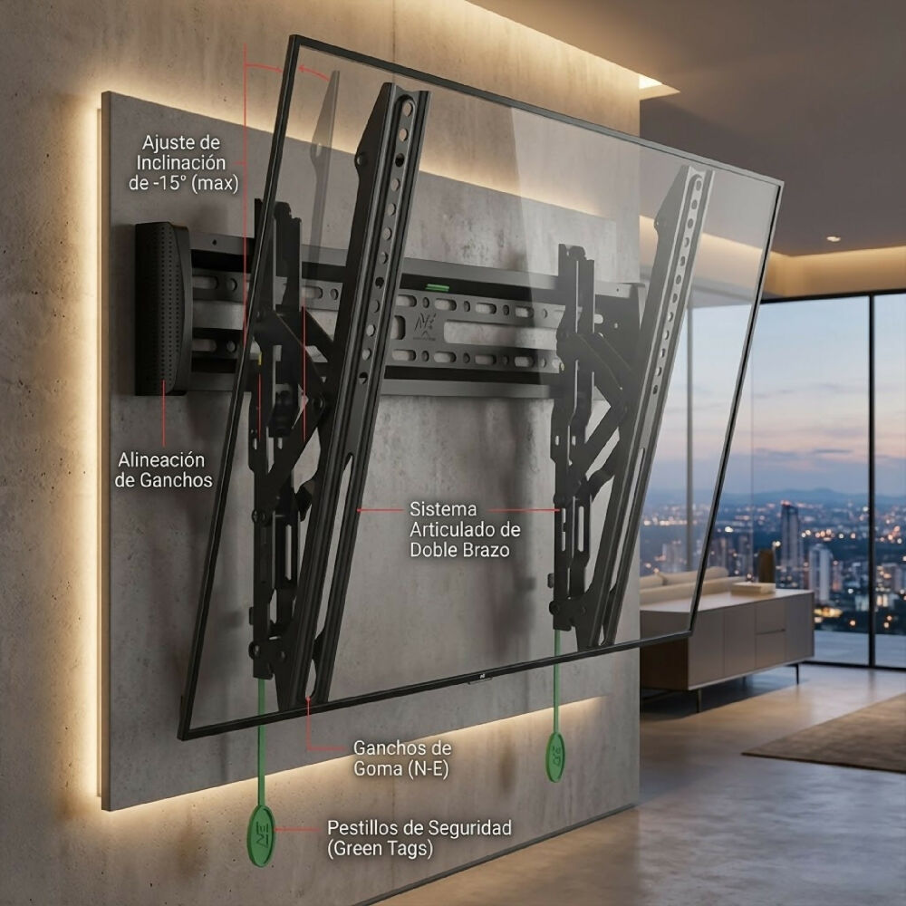 Base Soporte De Pared Fijo NBC2-T Para TV 32" A 55" Pulgadas Con Inclinación