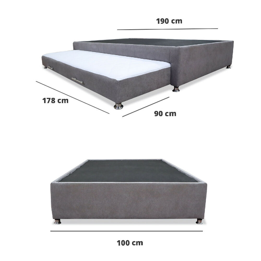 Cama Tarima Nido Kunz 100x190 Sencilla Gris Claro