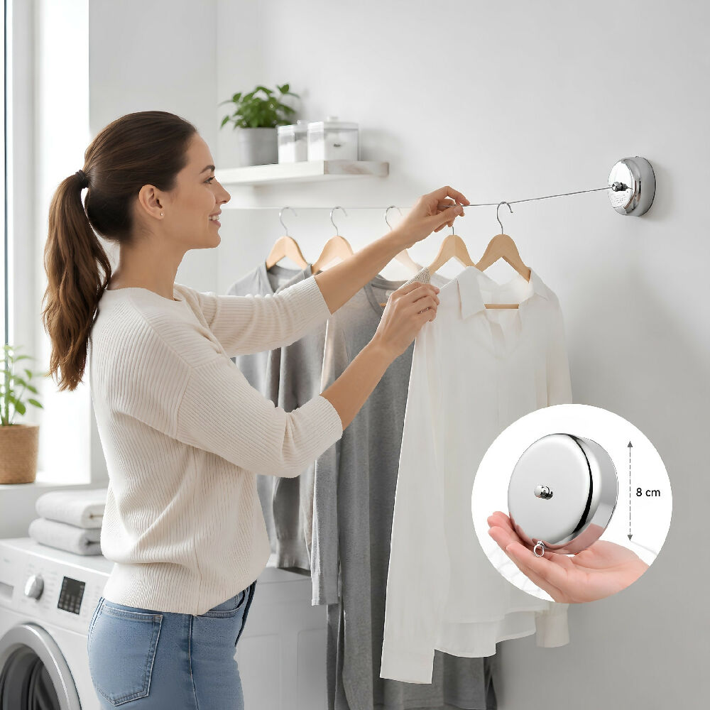 Tendedero De Acero Inoxidable Retractil Linea De Lavanderia Resistente Colgador