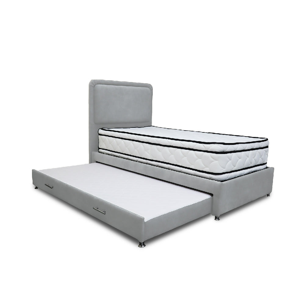 Combo Cama Tarima Nube 140x190 doble Gris Claro mas Espaldar