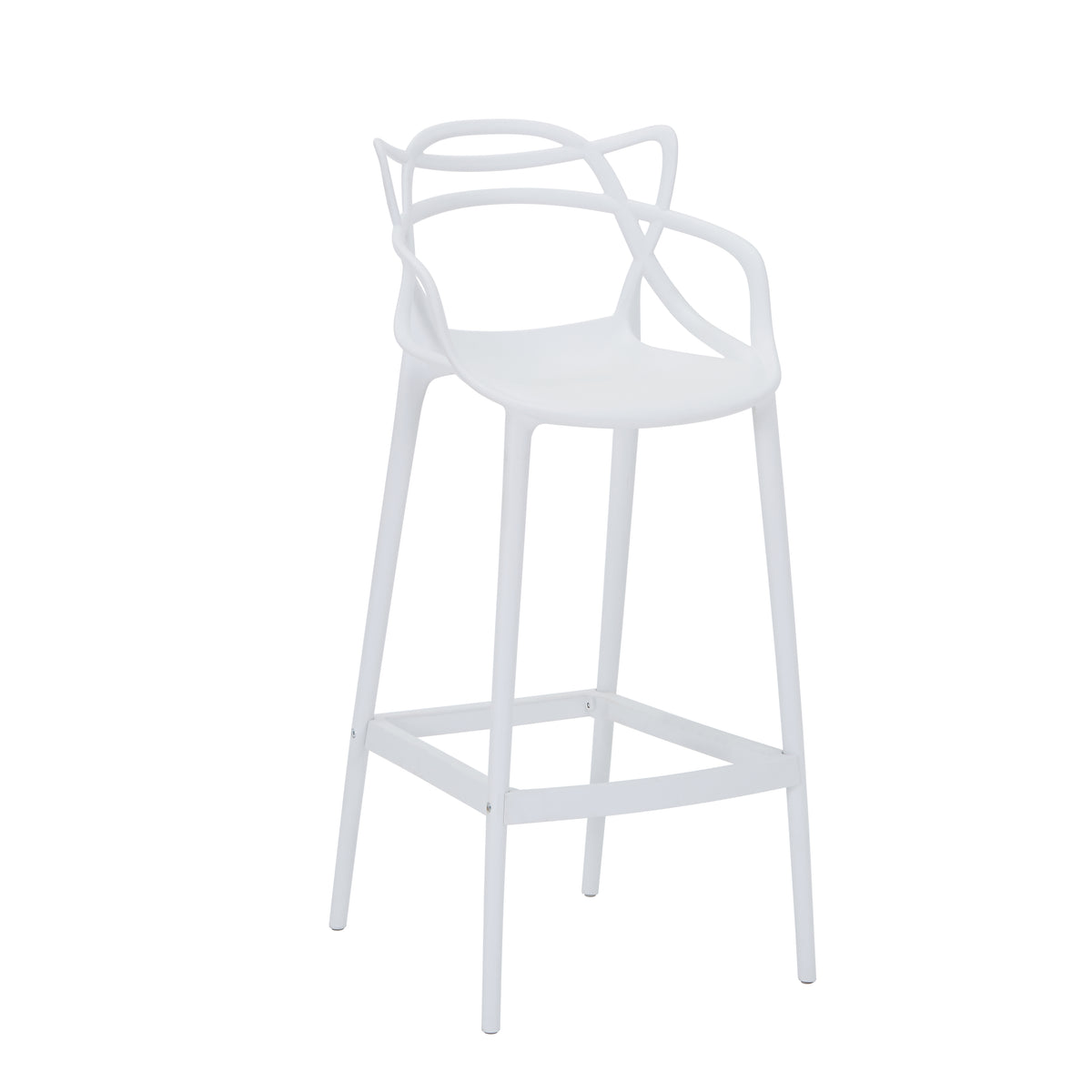 Silla para Bar Palermo, Blanco, con Reposa Pies Doble Propósito