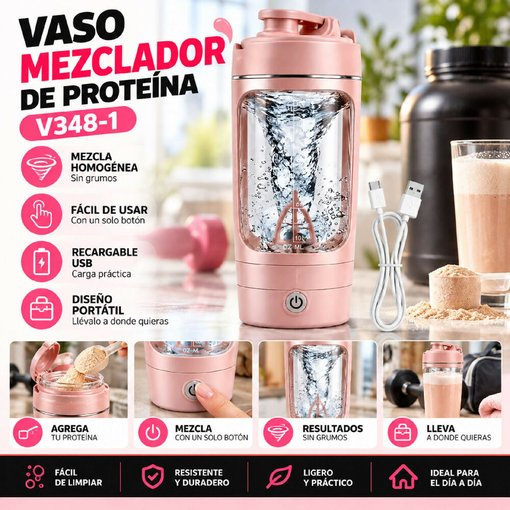 Vaso Mezclador De Proteína V348-1 Accesorio Portátil De Alta Resistencia Rosa