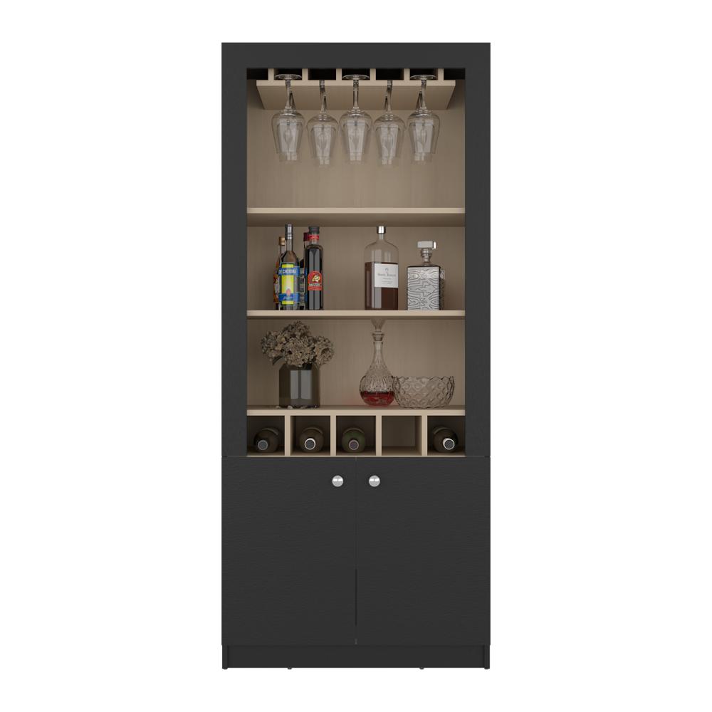 Bar Tonny, Wengue y Cartagena, con Espacio Superior para Almacenar Copas de Vino ZF