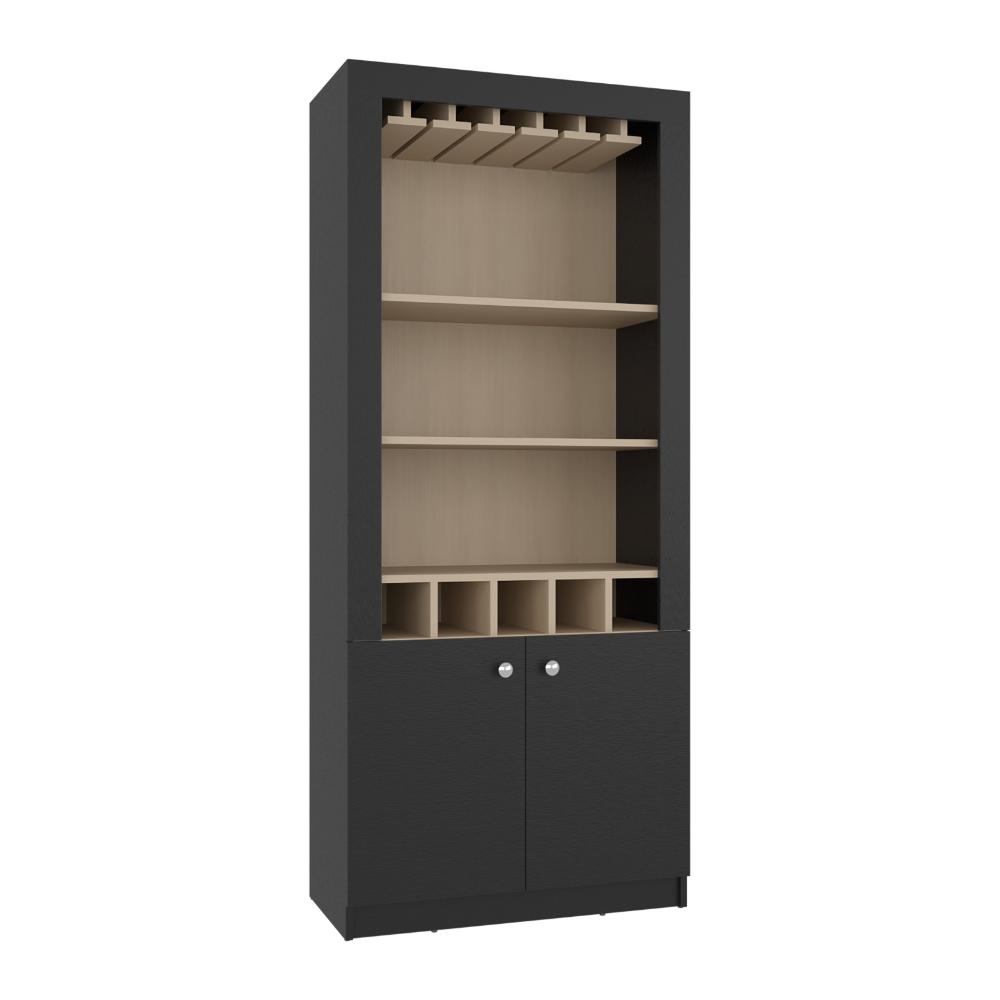 Bar Tonny, Wengue y Cartagena, con Espacio Superior para Almacenar Copas de Vino ZF
