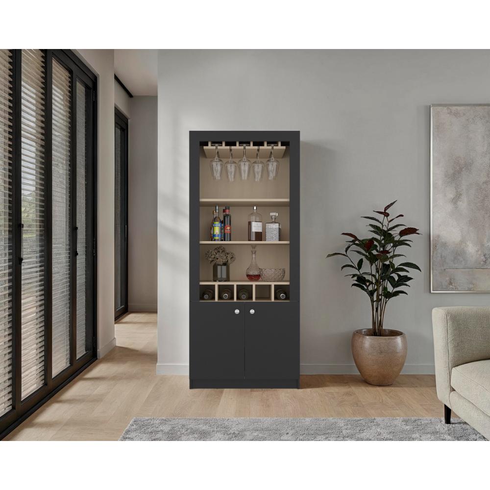 Bar Tonny, Wengue y Cartagena, con Espacio Superior para Almacenar Copas de Vino ZF