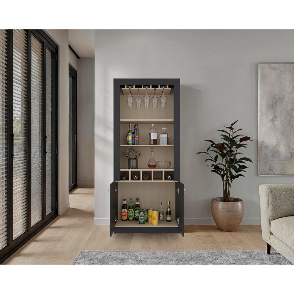 Bar Tonny, Wengue y Cartagena, con Espacio Superior para Almacenar Copas de Vino ZF