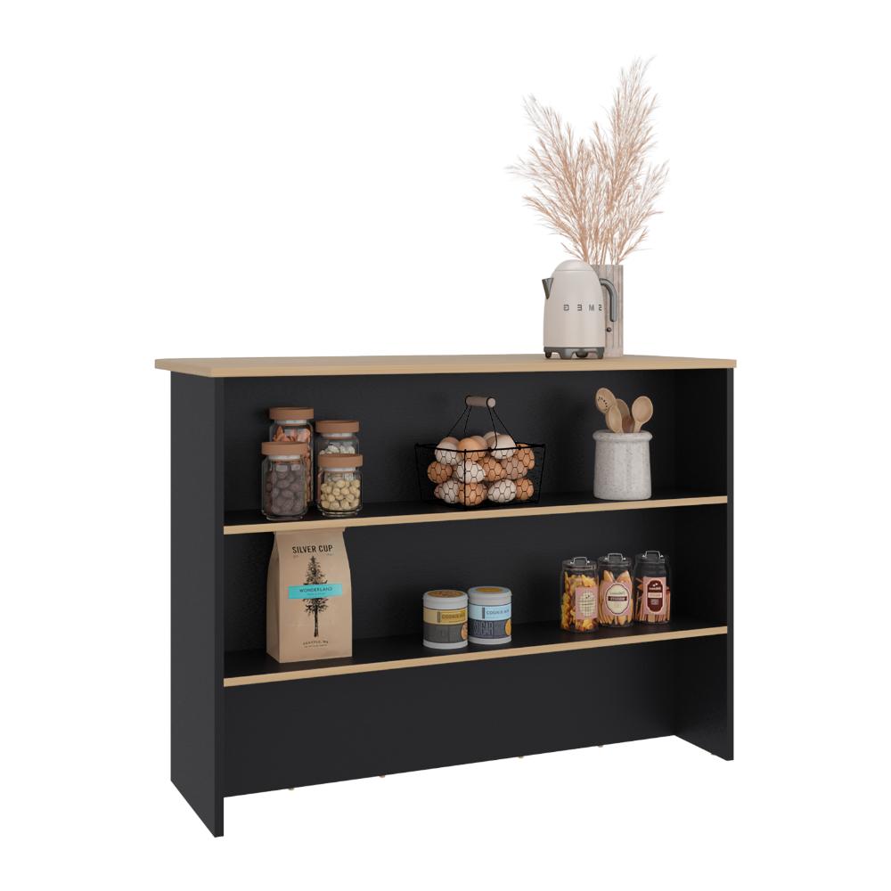 Barra de Cocina Diamante, Wengue y Fresno Europeo, Con Entrepaños