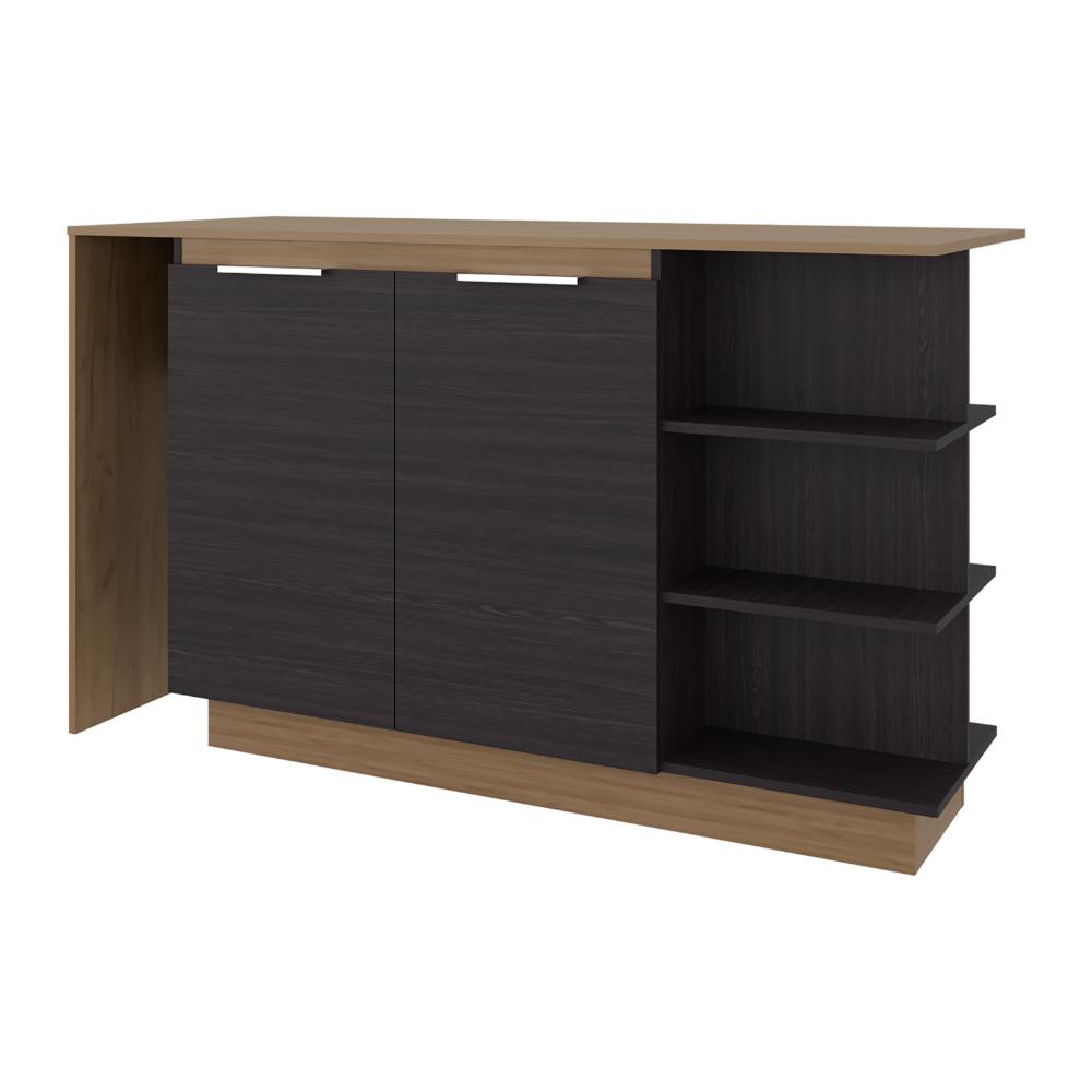 Barra de Cocina Laurel, Kronos Wengue y Kronos Fresno, Moderna con entrepaños y puertas ZF