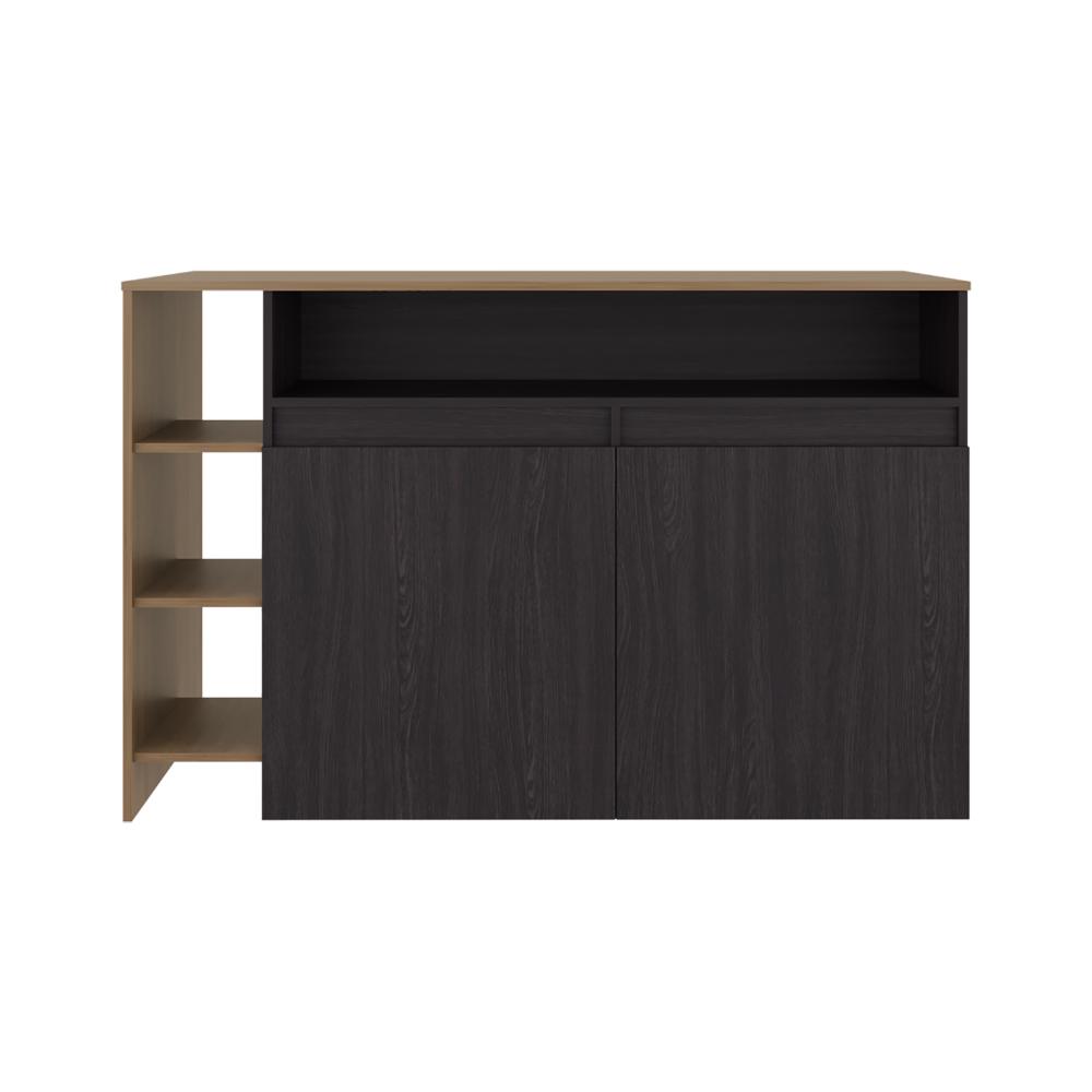 Barra de Cocina Bani, Kronos Wengue y Kronos Fresno, Moderna con entrepaños y puertas ZF