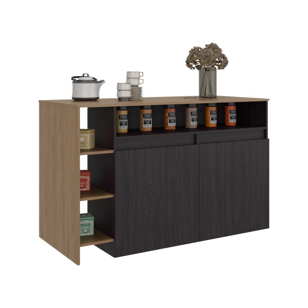 Barra de Cocina Bani, Kronos Wengue y Kronos Fresno, Moderna con entrepaños y puertas ZF