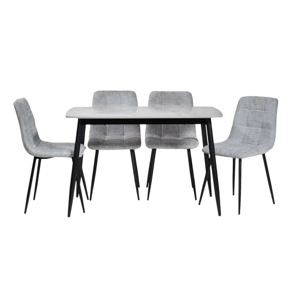Juego de Comedor 4 Puestos Mesa en Piedra Sinterizada Gris Acilius