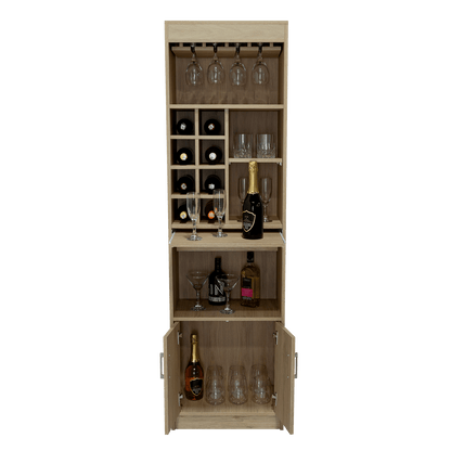 Bar Celeste, Beige, Dos Puertas, Espacio Para Copas y Vino - VIRTUAL MUEBLES
