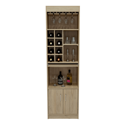 Bar Celeste, Beige, Dos Puertas, Espacio Para Copas y Vino - VIRTUAL MUEBLES