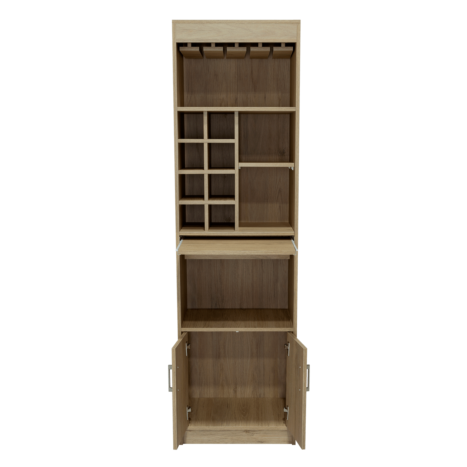 Bar Celeste, Beige, Dos Puertas, Espacio Para Copas y Vino - VIRTUAL MUEBLES