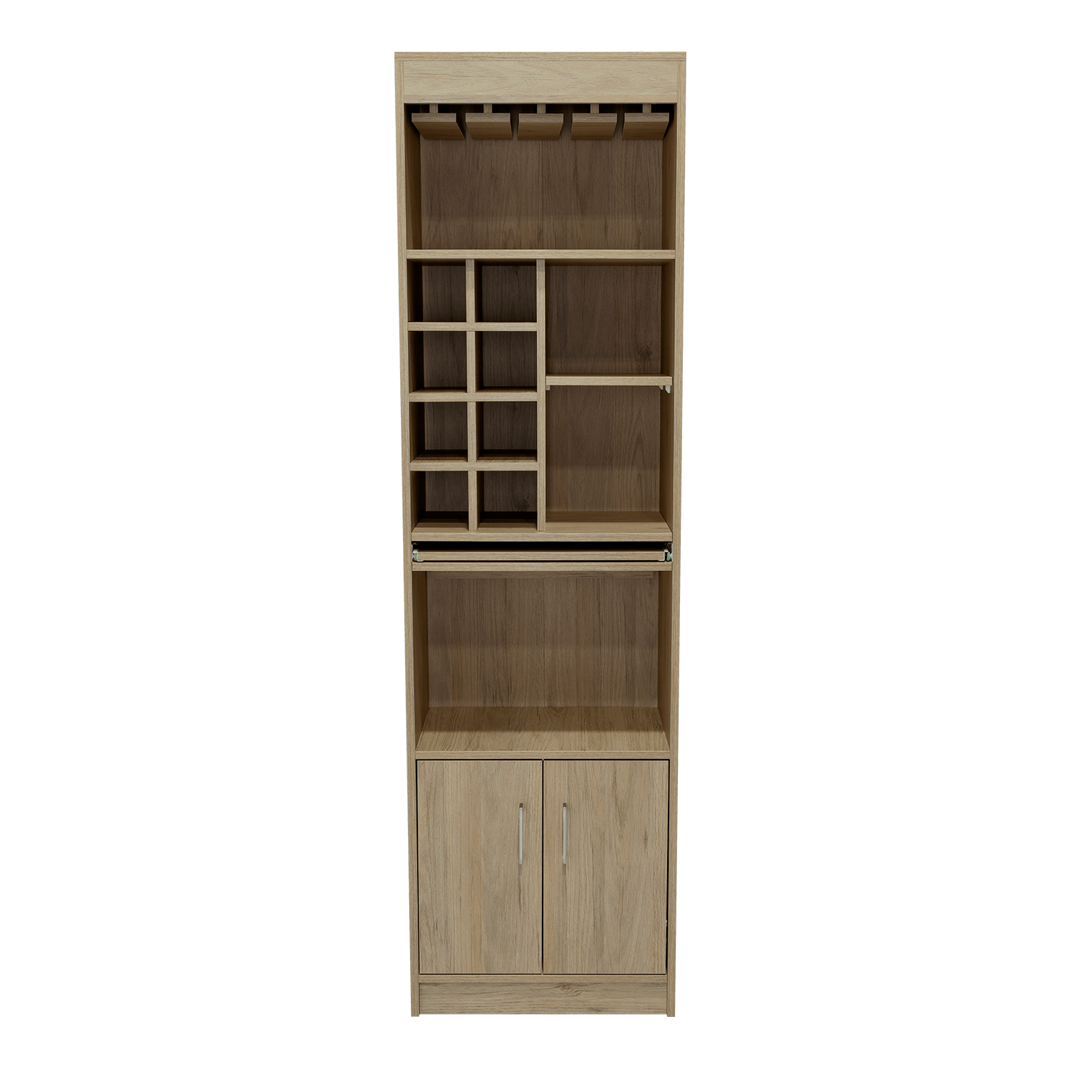 Bar Celeste, Beige, Dos Puertas, Espacio Para Copas y Vino - VIRTUAL MUEBLES