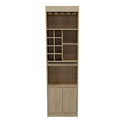 Bar Celeste, Beige, Dos Puertas, Espacio Para Copas y Vino - VIRTUAL MUEBLES