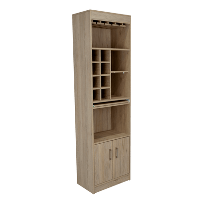 Bar Celeste, Beige, Dos Puertas, Espacio Para Copas y Vino - VIRTUAL MUEBLES