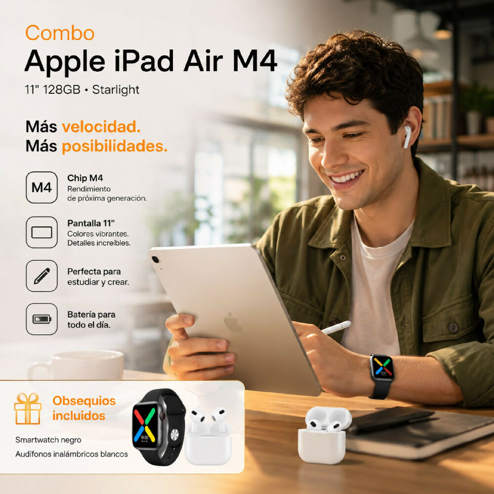 Tablet Apple Ipad Air M4 De 11 Pulgadas 128gb Wifi Diseño Ultrafino Plateado + Obsequio