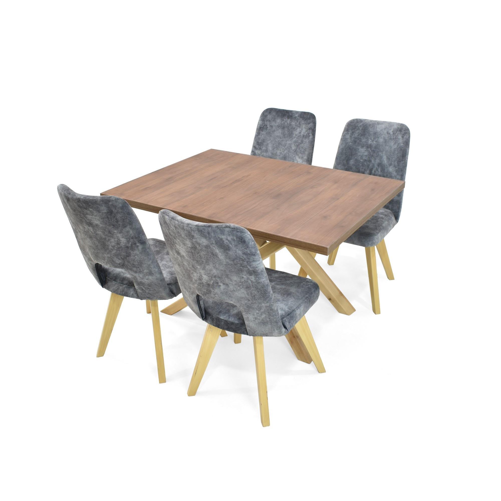 Comedor Astoria 4 Puestos con Sillas Leira Tela Gris