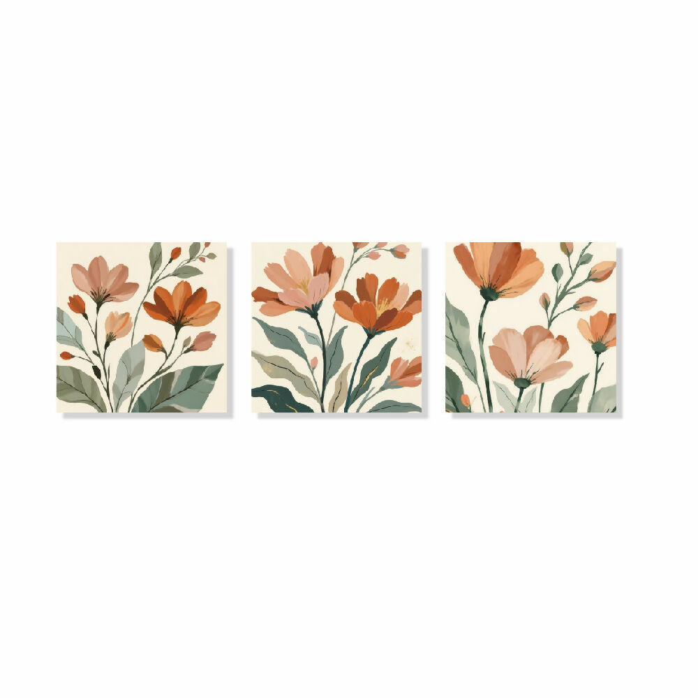 Lienzo Canvas Cuadro Tríptico Natural Orgánico 34x34cm c/u