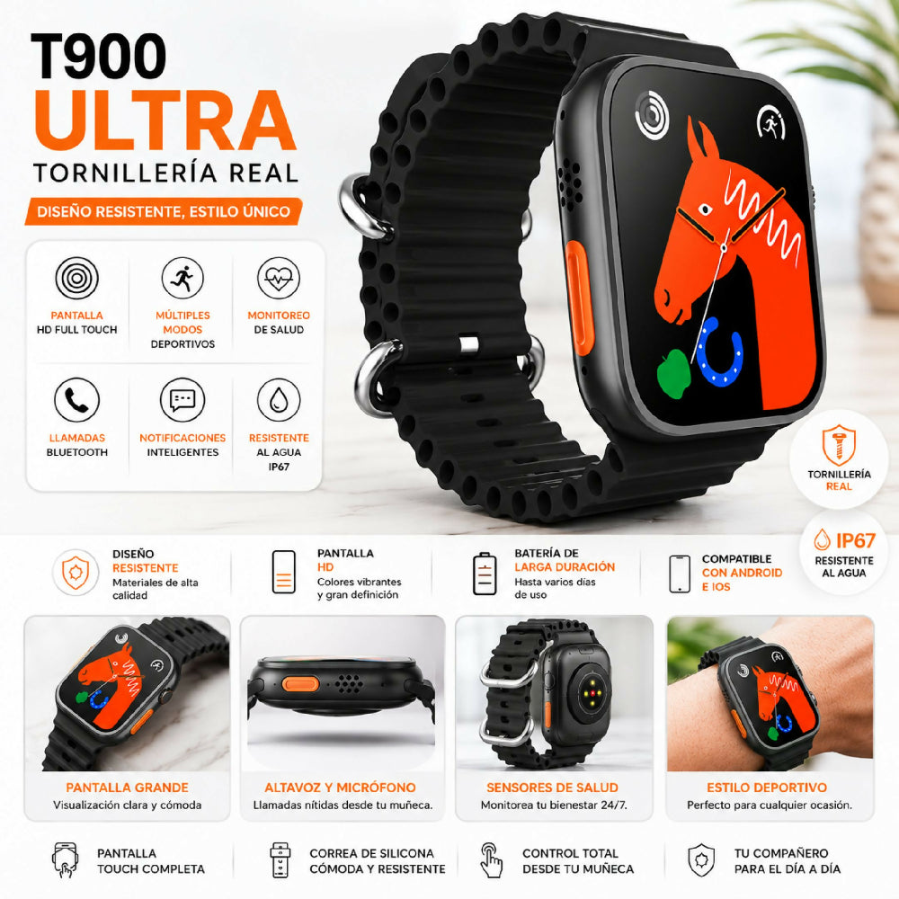 Reloj Inteligente T900 Ultra Tornillería Real Smartwatch