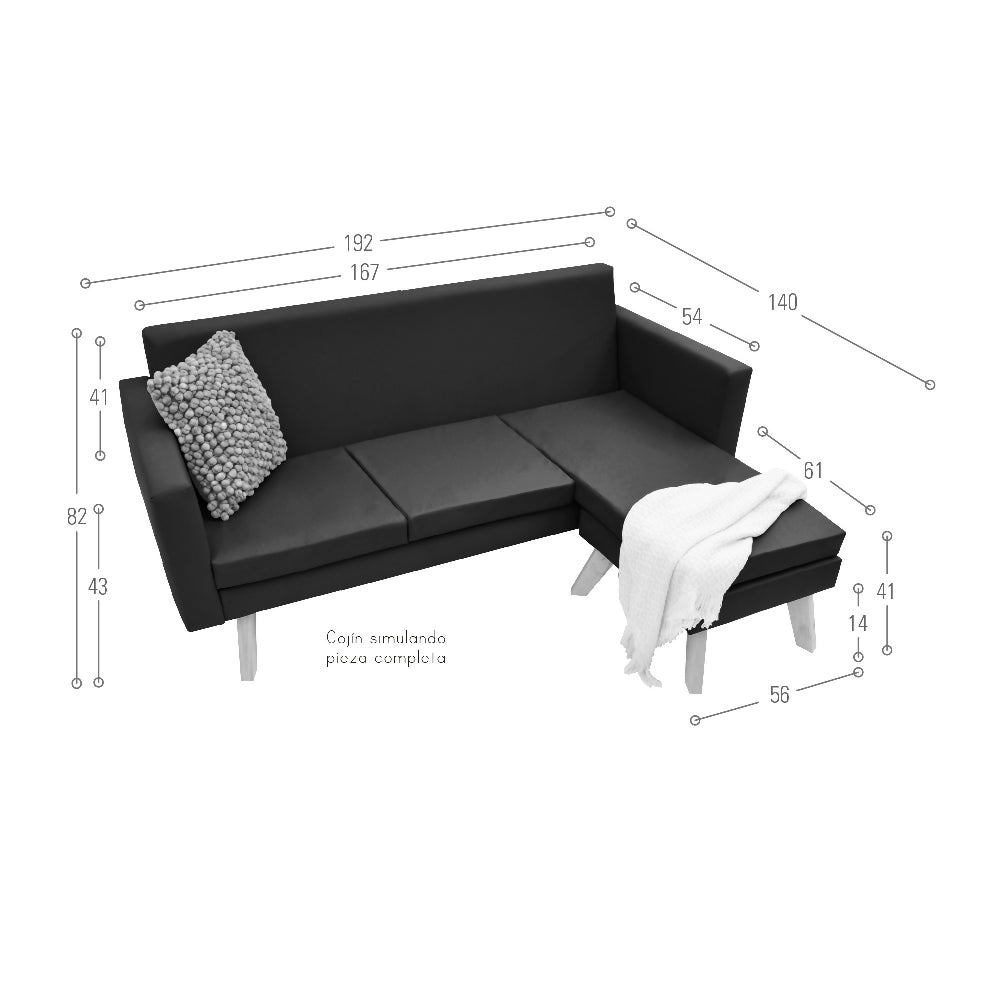 Sala en L Burdeos 192x140x82 Tela Gris