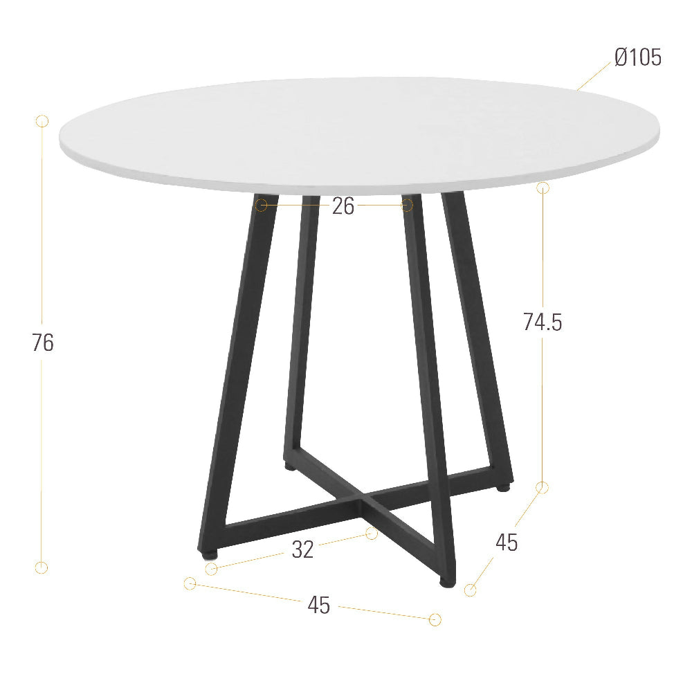 Mesa de Comedor Redonda Malawi 105x105x76 Blanco