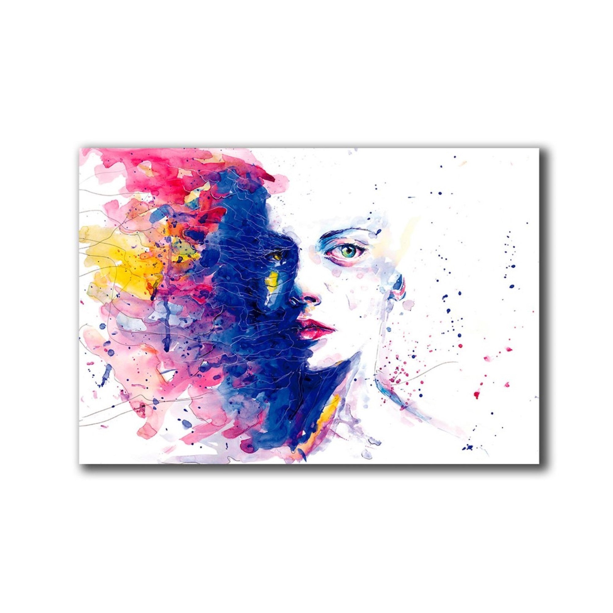 Cuadro Decorativo Rostro Acuarela M 70x45 cm - Impresion en Tela