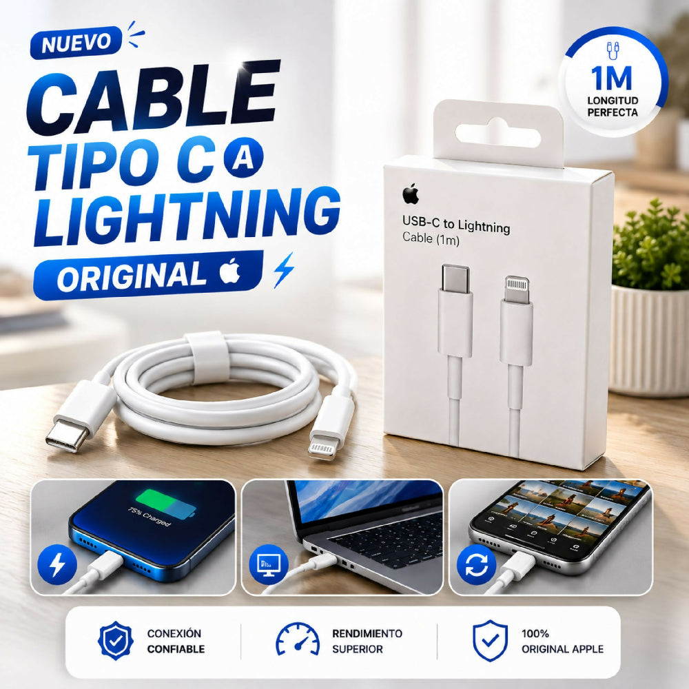Cable De Carga Tipo C A Lightning Carga Rápida Y Sincronización De Datos Original