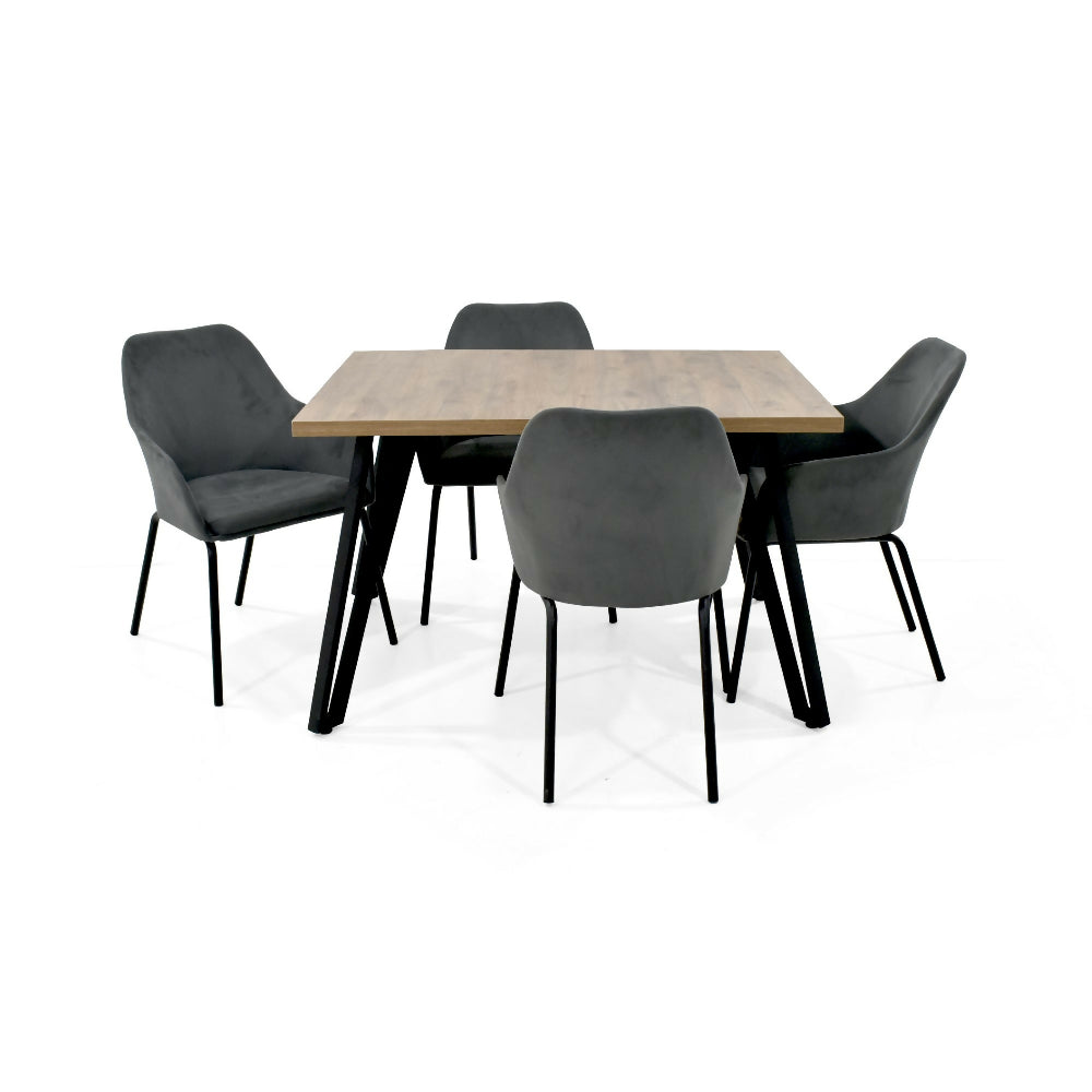 Set de Comedor Forest con 4 Sillas Mendoza Tela Gris