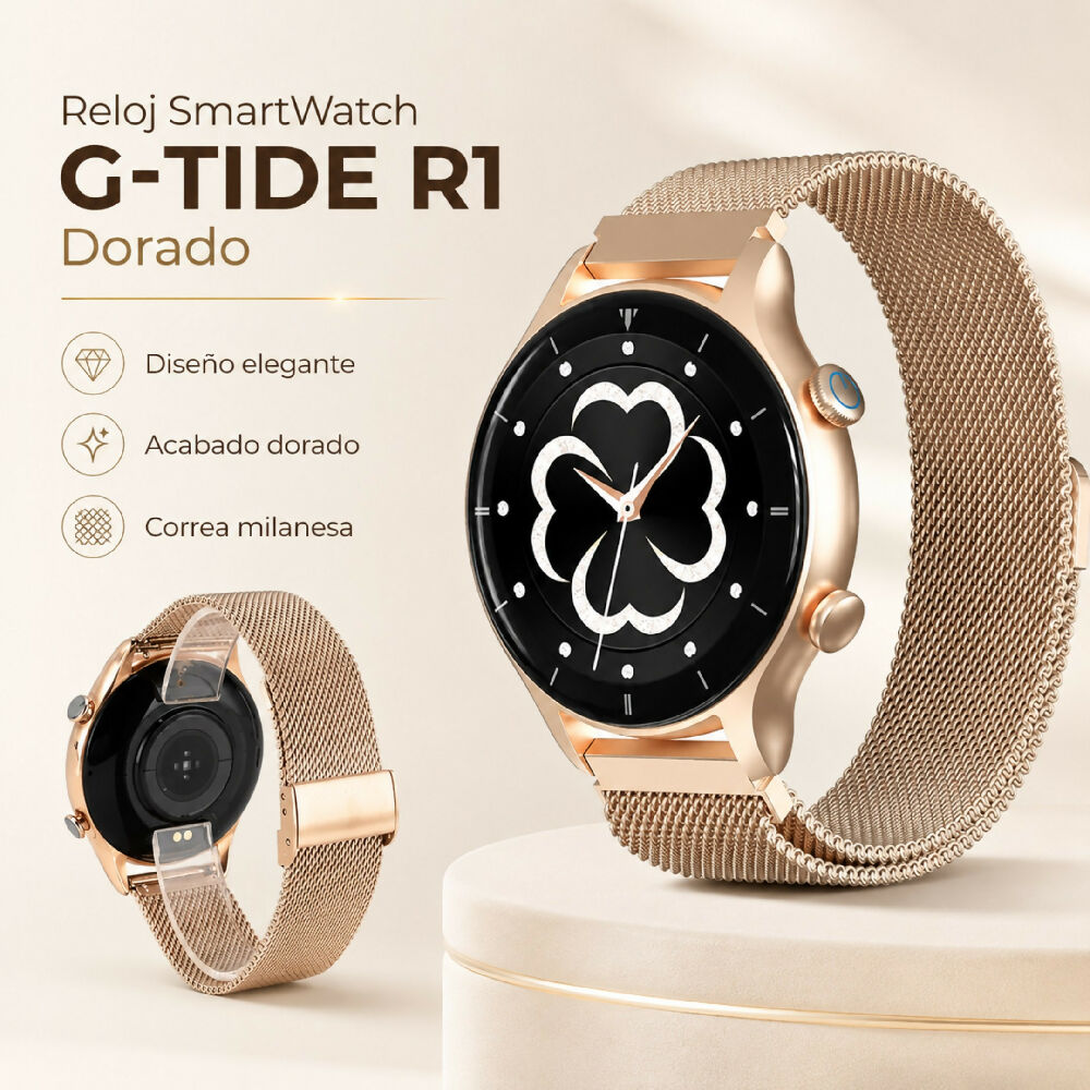 Smartwatch G-Tide R1 Dorado Reloj Inteligente Con Llamadas Bluetooth